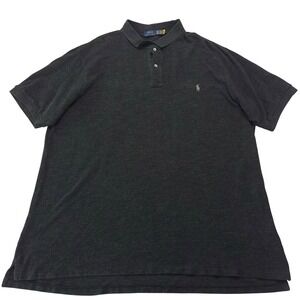 Polo Ralph Lauren Men's Dark Gray Heathered Cotton Polo Shirt 3XL Tall